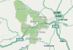 Mapa da Mancomunidade de Concellos do Ribeiro