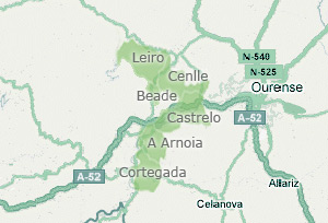 Mapa da Mancomunidade de Concellos do Ribeiro